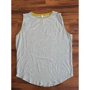 Lululemon Brunswick Muscle Tank Heathered Core Light Grey Lime Neckline Size 12